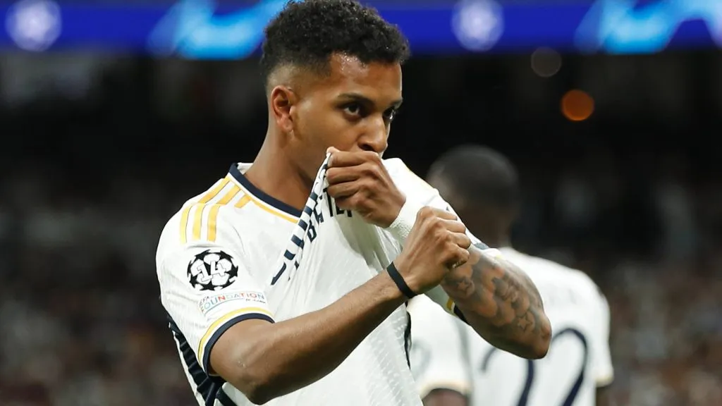 Rodrygo celebrando un gol con el Real Madrid