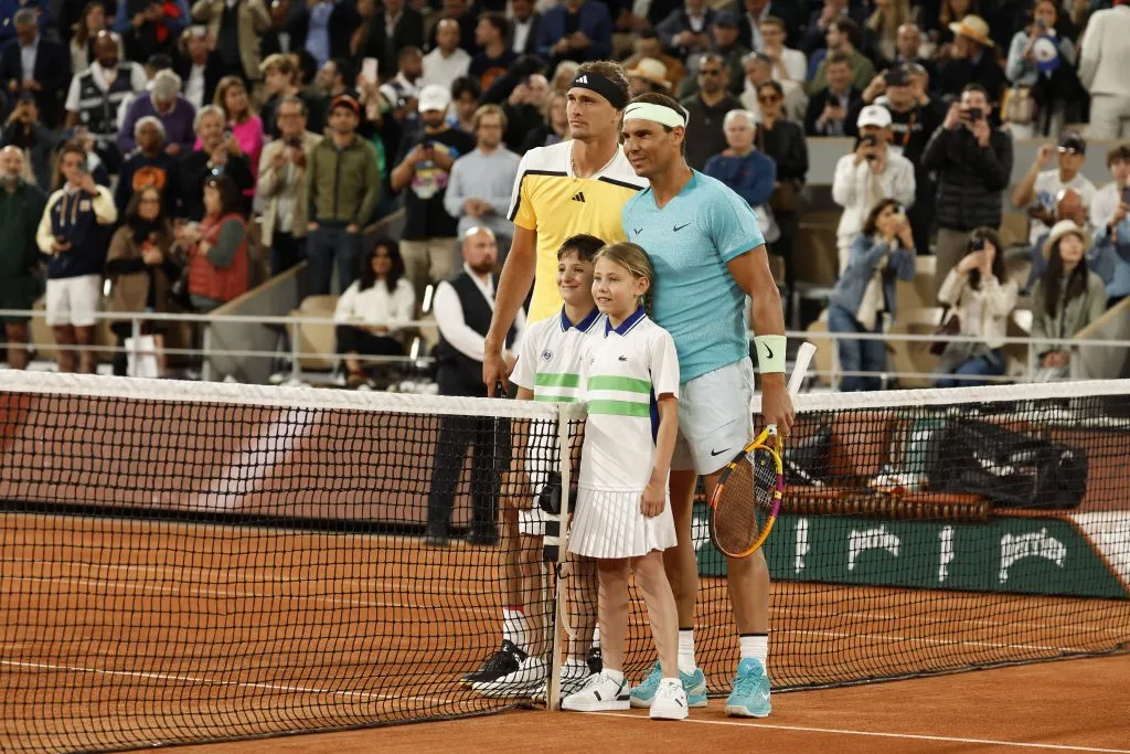 Rafa y Zverev en la previa del partido.
