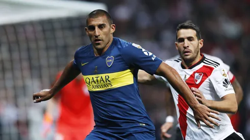 Wanchope Ábila contra River en la final de la Copa Libertadores 2018.