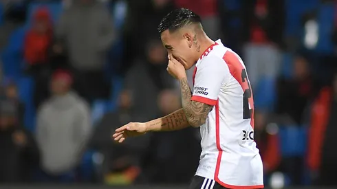 MENDOZA, ARGENTINA – MAY 21: Esequiel Barco of River Plate reacts after missing the team's second penalty in the penalty shoot out during a round of 32 match as part of Copa Argentina 2024 between Temperley and River Plate at Estadio Malvinas Argentinas on May 21, 2024 in Mendoza, Argentina. (Photo by Ramiro Gomez/Getty Images)