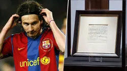 Se subastó la servilleta con la que Lionel Messi se vinculó al Barcelona