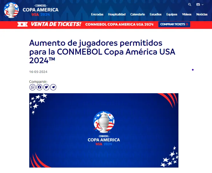 Comunicado de CONMEBOL sobre las listas de convocados (CONMEBOL).