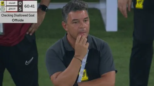 Marcelo Gallardo y su cara de resignación ante el 5-0.