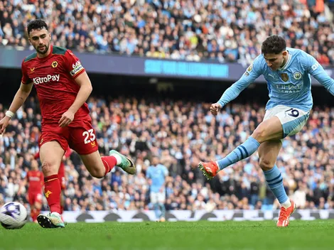 En la primera que tocó: el gol de Julián Álvarez para el 5-1 del Manchester City