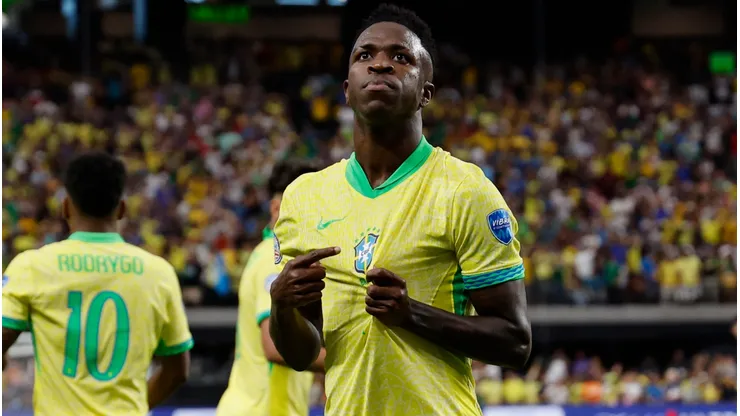 Vinicius Júnior y su gesto tras el gol marcado ante Paraguay.