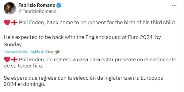 Posteo de Fabrizio Romano.