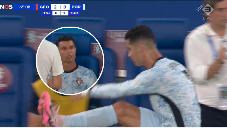 La furia de Cristiano tras ser sustituido.