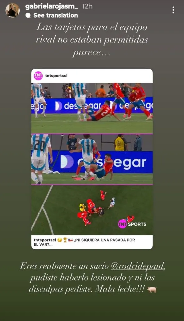 Posteo de Gabriela Rojas.