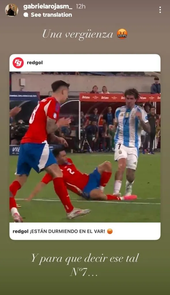 Posteo de Gabriela Rojas.