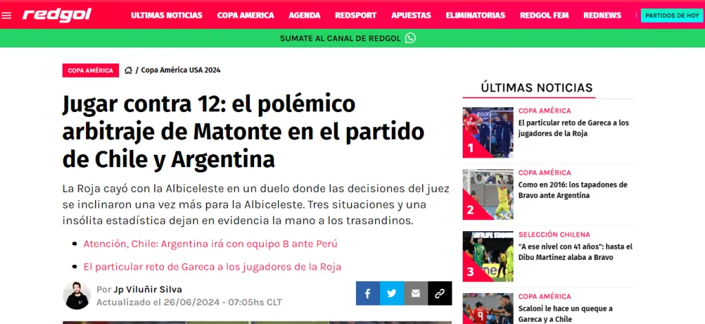 “Jugar con 12”, denunciaron desde Chile tras el arbitraje.