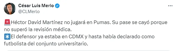 Posteo de César Luis Merlo.