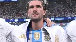 Rodrigo de Paul, durante el himno de la Selección Argentina.