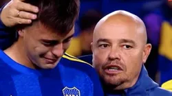 Aaron Anselmino, llorando tras el final de partido.