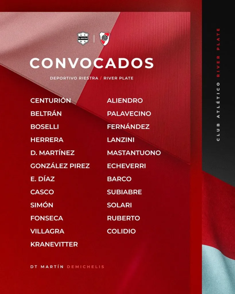 Los convocados de River. (Foto: Prensa River)