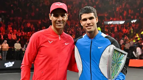 Rafael Nadal y Carlos Alcaraz, en una exhibición en Las Vegas.