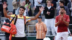 Los aplausos de Novak Djokovic para Francisco Cerúndolo.