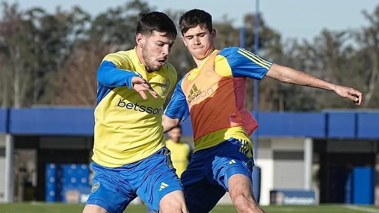 Agustín Martegani en el entrenamiento de Boca.