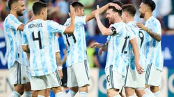 PAMPLONA, SPAIN - JUNE 05: Lionel Messi of Argentina celebrates after scoring his team's fifth goal during the international friendly match between Argentina and Estonia at Estadio El Sadar on June 05, 2022 in Pamplona, Spain. (Photo by Juan Manuel Serrano Arce/Getty Images)