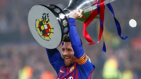 Lionel Messi, en su última coronación de liga con Barcelona.