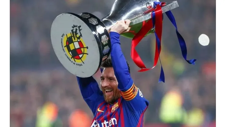Lionel Messi, en su última coronación de liga con Barcelona.