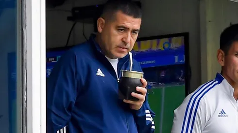 Juan Román Riquelme, presidente de Boca, en su palco de La Bombonera. (Getty)