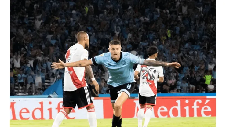 Vegetti celebrando un gol en Belgrano.