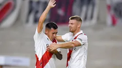 Barco festejando su gol ante Independiente.