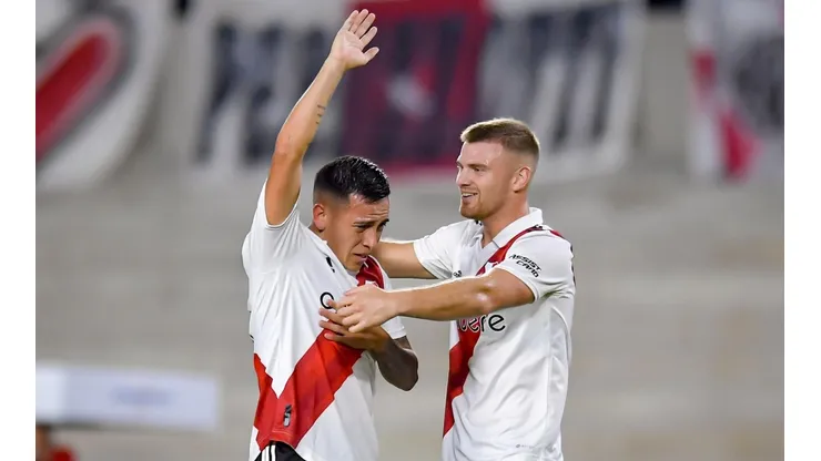 Barco festejando su gol ante Independiente.