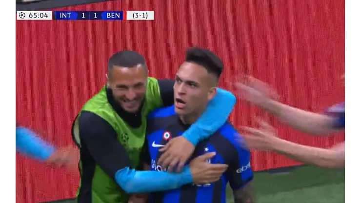 El festejo de Lautaro Martínez.