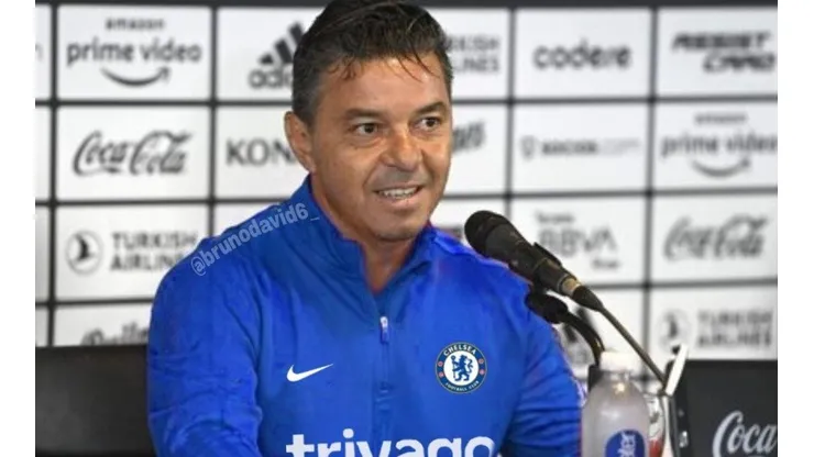 La imagen trucada que generó el usuario de Twitter @brunodavid6_ para pedir a Gallardo para el Chelsea.