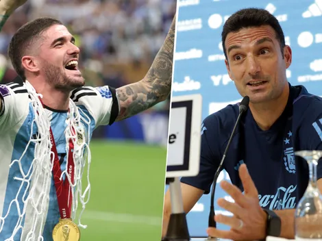 No lo pudo decir sin reírse: Scaloni reveló el desconocido apodo de De Paul