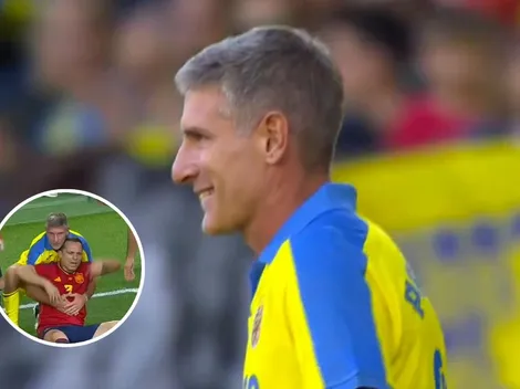 Sin suerte: Palermo no la pudo meter y lesionó a un jugador en el Partido de Leyendas