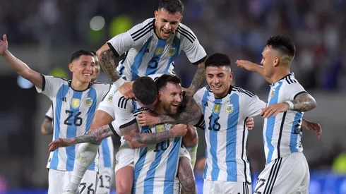 El festejo de todos los jugadores argentinos.