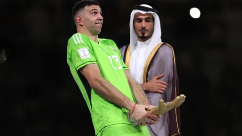 El festejo de Emiliano Martínez en el Mundial de Qatar.