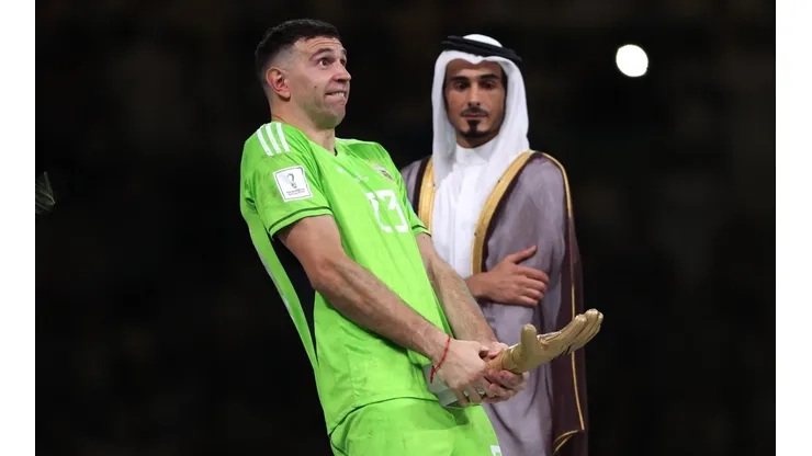 El festejo de Emiliano Martínez en el Mundial de Qatar.