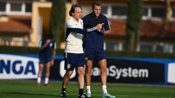 Mateo Retegui entrenando con Italia.