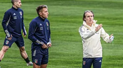 Mateo Retegui junto a Mancini y Verrati