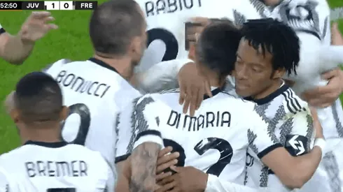 El festejo tras el gol de Di María.