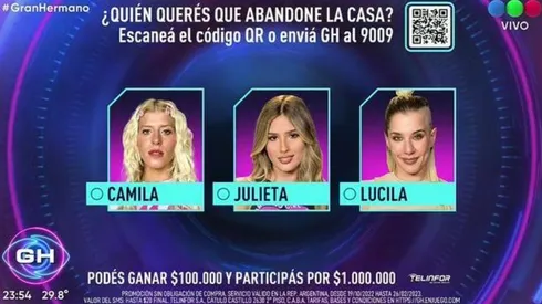 Placa final para esta noche en Gran Hermano.