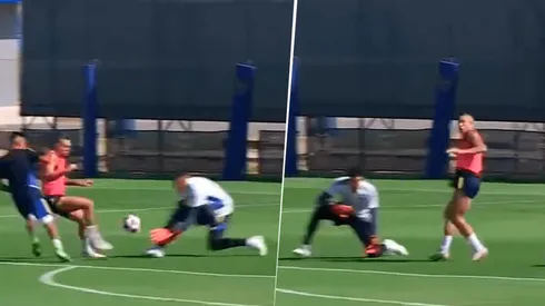 VIDEO | El insólito blooper defensivo en la práctica de Boca: terminó en gol de Briasco