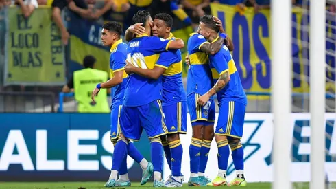 El festejo de los jugadores de Boca en Santiago del Estero.