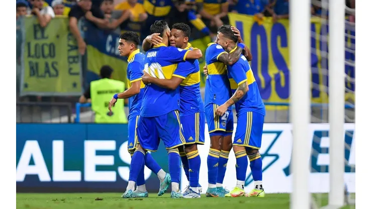 El festejo de los jugadores de Boca en Santiago del Estero.