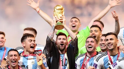 Argentina festejando el título en Qatar 2022.