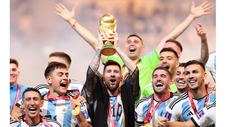 Argentina festejando el título en Qatar 2022.