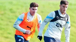 Perrone y Álvarez en el entrenamiento de Manchester City.