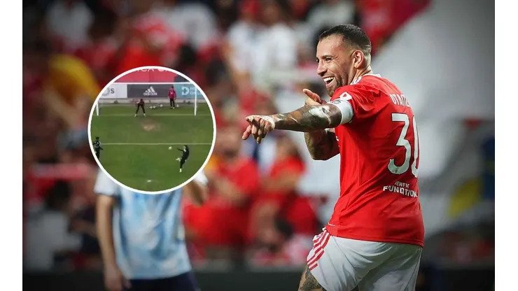 Otamendi hizo un golazo tremendo en el entrenamiento.