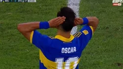 El festejo de Oscar Romero en el gol ante Atlético.