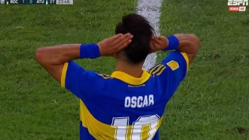 El festejo de Oscar Romero en el gol ante Atlético.