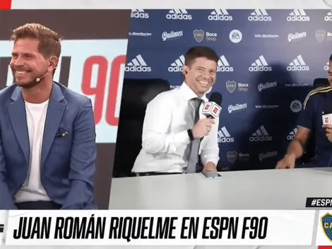 Riquelme se tentó de la risa al ver a un periodista de ESPN: "Perdón, Pollo"