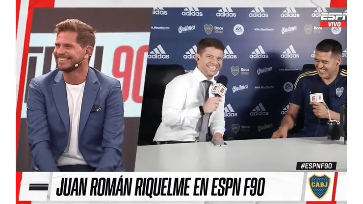 Riquelme se tentó de la risa al ver a un periodista de ESPN: "Perdón, Pollo"